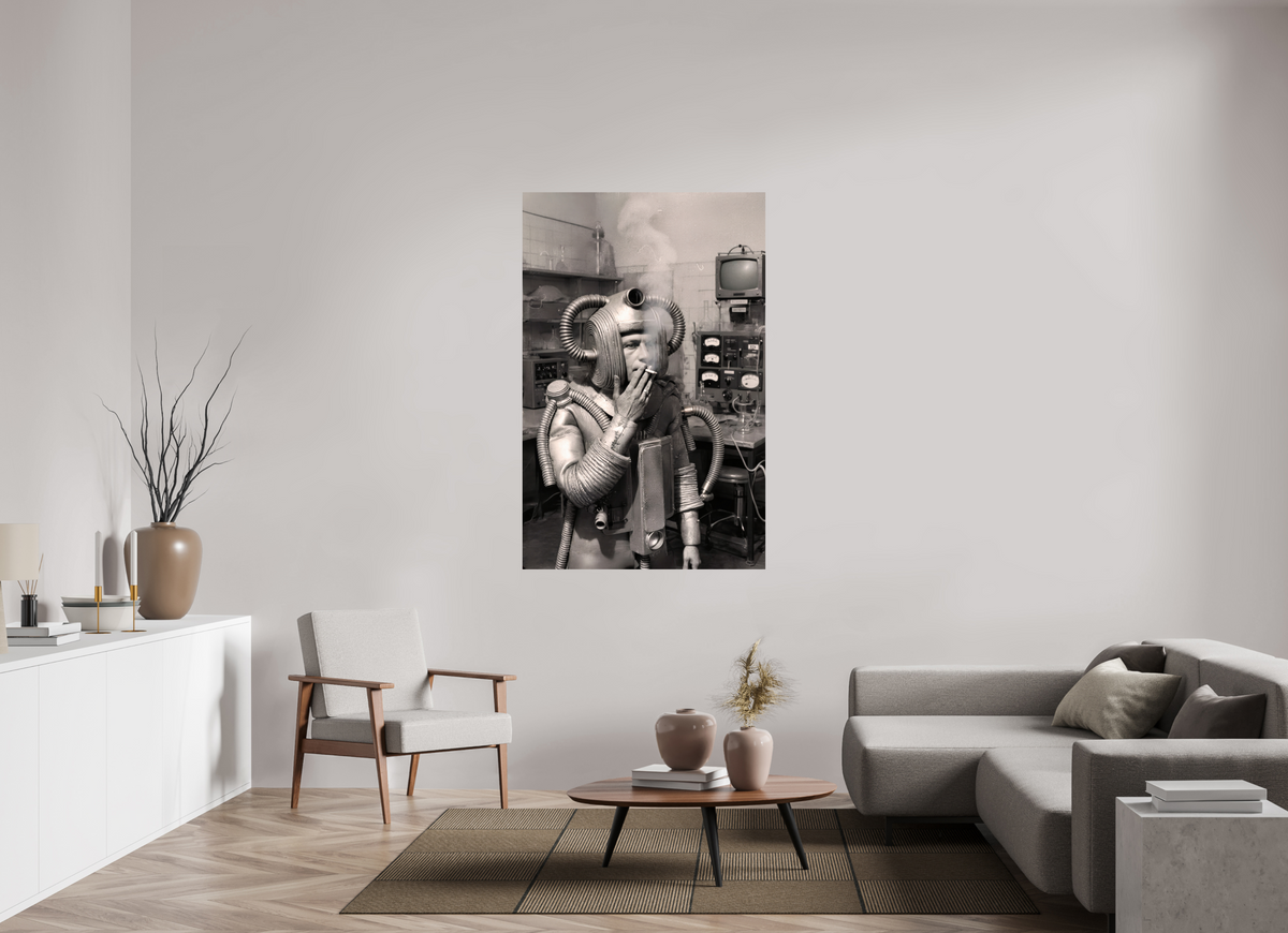 39 x 60.6″, WW ALUM Smoking Robot, 1999