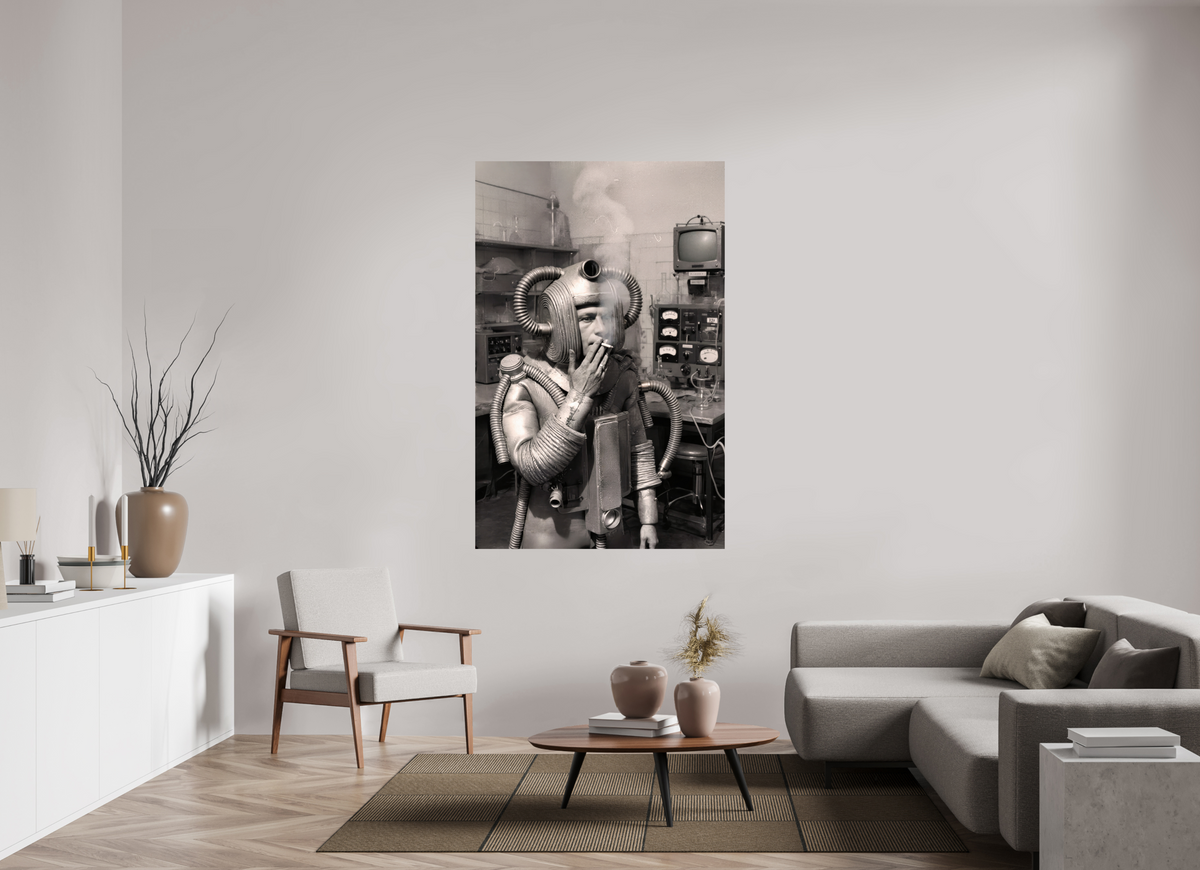 43 x 66.9″, WW ALUM Smoking Robot, 1999