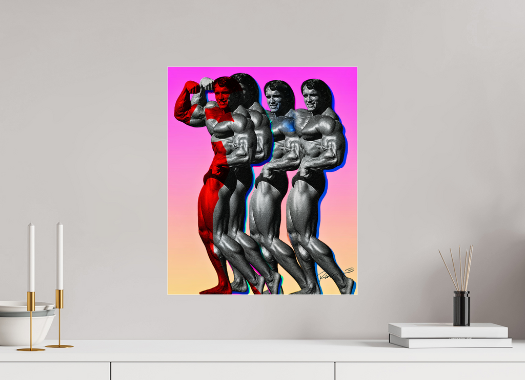 16 x 19.2″, Photo Print Under Acrylic Glass Arnold Schwarznegger, Los Angeles 1975