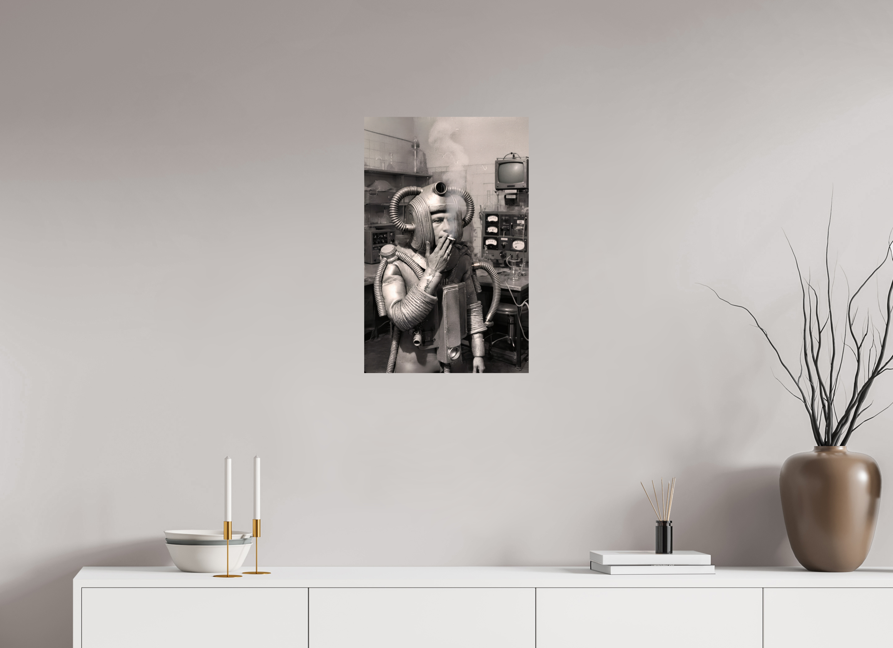 16 x 24.9″, WW ALUM Smoking Robot, 1999