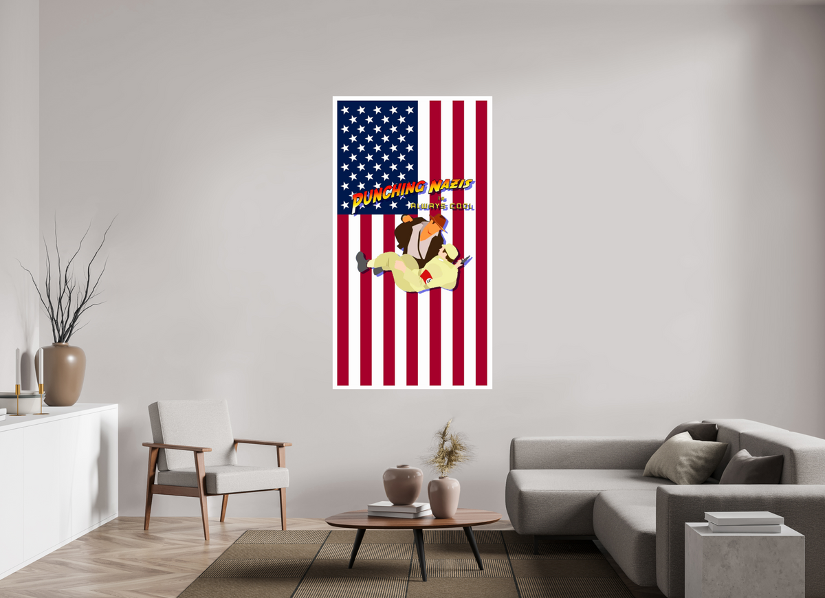 39 x 71.7″, WW ALUM Punch a Nazi is Cool